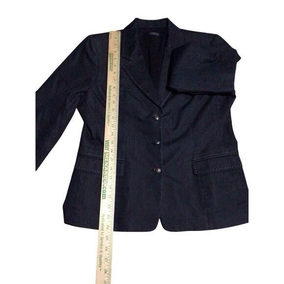 Tahari Blazer Jacket Women’s 14 Navy Blue 3-Button Long Sleeve Contrast Stitch - Picture 7 of 9